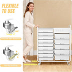 Rolling Storage Cart with 14 Drawers, Storage Organizer Cart with Tabletop and - Image 6