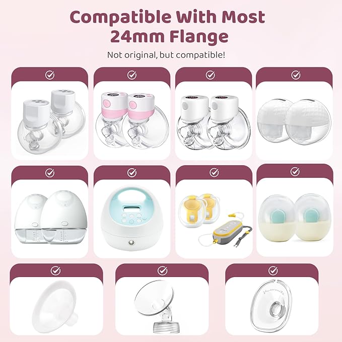 Flange Sizing Kit with 10PCS Flange Inserts 13/15/17/19/21mm, Nipple Measurement Tool, Silicone Flange Insert Kit for 24mm Flange/Shield Electric Breast Pumps, Breastfeeding Essentials Kit