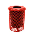 COATEDOUTDOORFURNITURE RFT-RED Heavy Duty 32 Gallon Round Trash Receptacle, Liner Included, Red with Flat Top Lid, Made in America