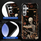 Case for Samsung Galaxy S26 Plus Case, Skeleton Reader Goth Floral Design- - Image 2