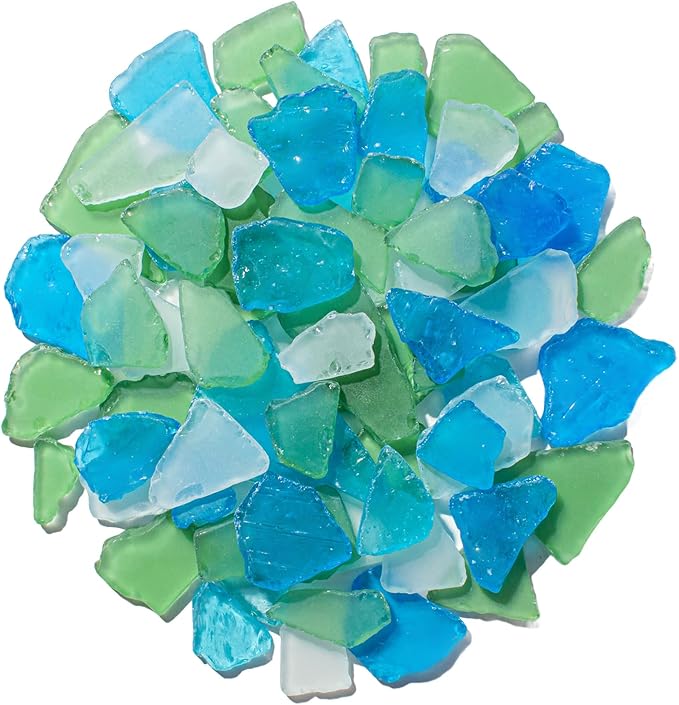 Keedolla Tumbled Sea Glass for Crafts - 10 OZ Flat Frosted Seaglass Pieces by Keedolla