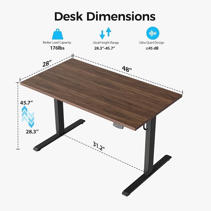 Agilestic Electric Standing Desk, 48 x 28 Inches Height Adjustable Desk - Image 8