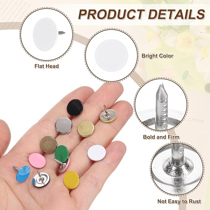 uxcell 150Pcs Upholstery Tacks, 11mmx10mm Flat Head Thumb Tack Decorative - Image 3