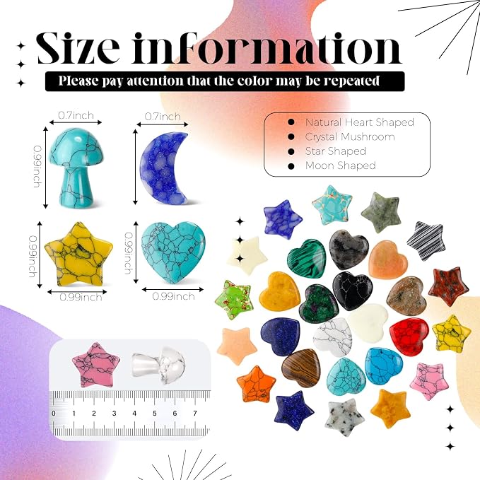 Nuenen 60 Pieces 25 * 25 * 6 mm Crystal Mushroom Sculpture Heart Shaped Moon - Image 2