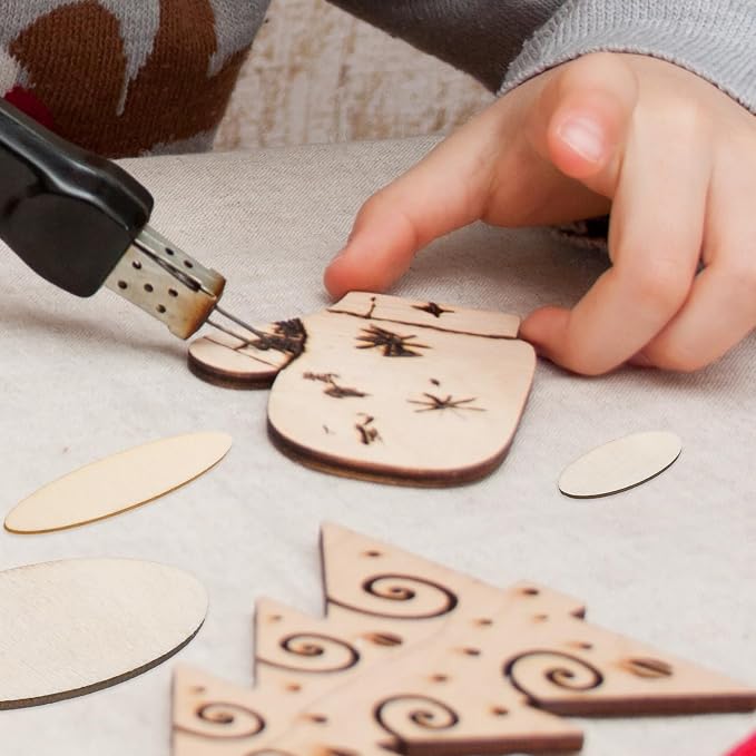 PATIKIL 60PCS Oval Wood Pieces 0.8 Inch Unfinished Oval Shape Wooden Blank - Image 6