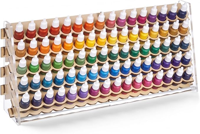 Colingmill Wooden Paint Organizer Storage Rack, 80 Holes Miniature Model Paint by Colingmill