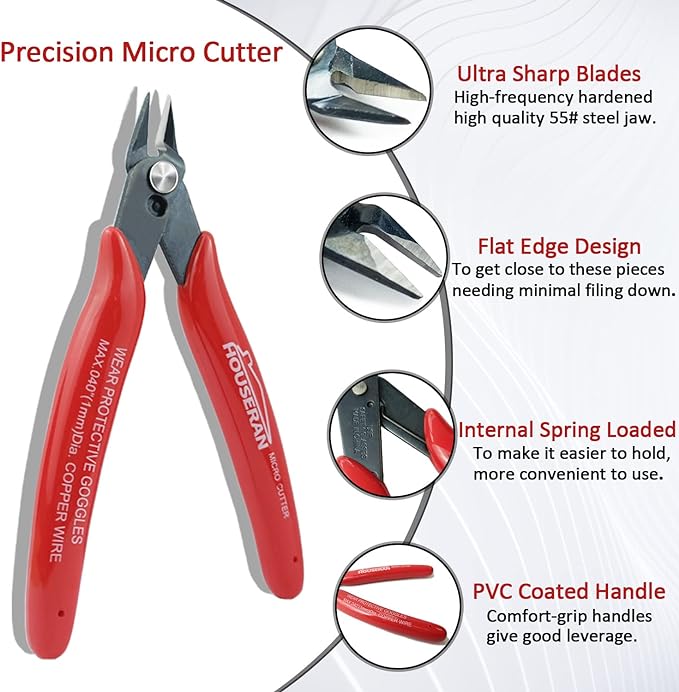 170 Wire Cutters, Small Wire Cutters, 5 PACK, 5 Inch Micro Flush Cutter - Image 3