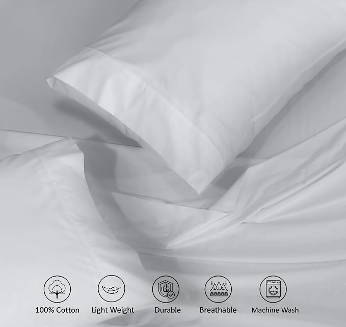 RUVANTI 100% Cotton Sheets – Queen Size Percale Bedding, Cooling & Breathable - Image 4