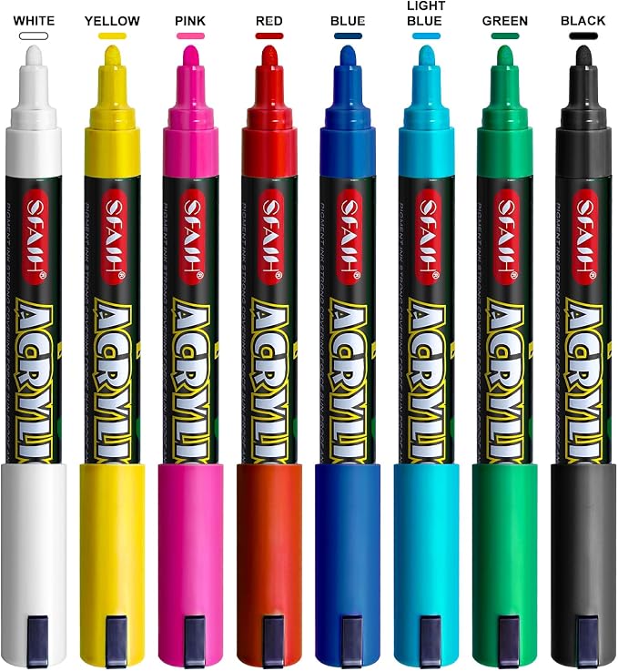 SFAIH Acrylic Creative Markers - 3mm Replaceable Nibs 8 Colors - Image 2