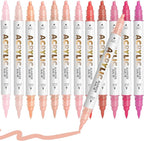 Pink Skin Acrylic Paint Pens, Water Based 12 Colors Dual Tip Acrylic Paint by DIYChristmasGiftSupplies
