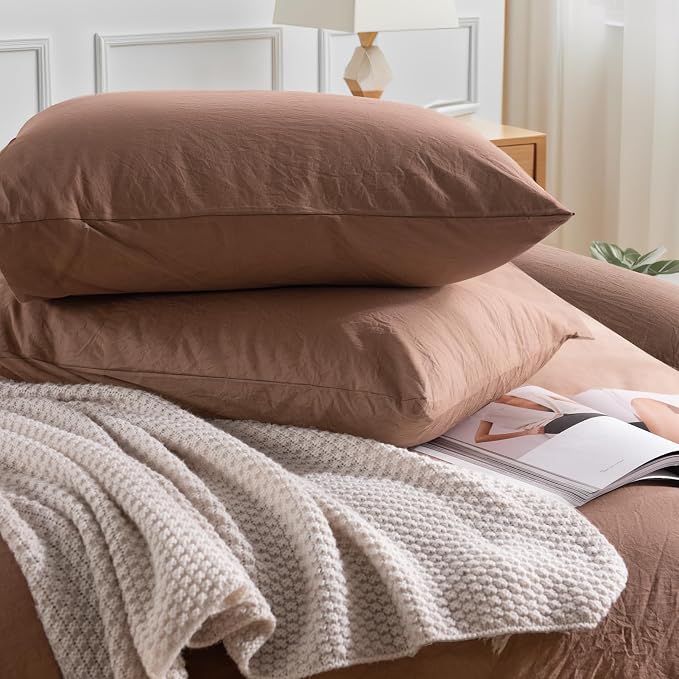 NEXHOME PRO Duvet Cover Set 100% Washed Cotton Oversized King 120"x98" Linen - Image 6