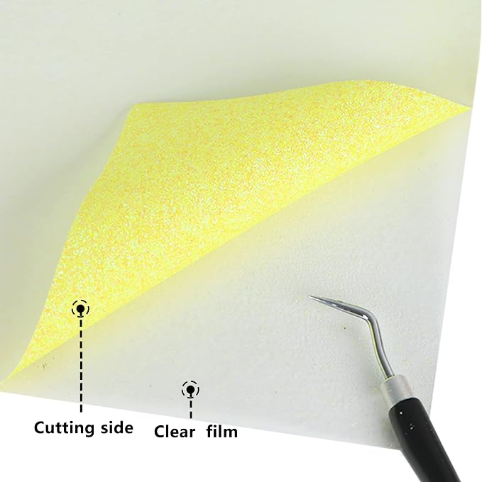 Yellow Glitter HTV Glow in Dark Heat Transfer Vinyl Rolls 12inch by 6 ft - Image 8