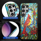 for Samsung Galaxy S25 Ultra Case, Stained Glass Cardinal Bird Pattern Glossy 2 - Image 6