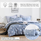 LEMIROE Blue Cotton Comforter Twin Size 2Pcs - Image 2
