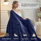 Navy Blue Weighted Blanket for Adults 25lbs, Cal King Cooling Heavy Throw - Image 4