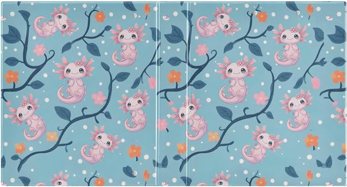 Cute Pink Axolotl Round Ring Binders 1.5 Inch Aquatic Plant Amphibian Blue 3 - Image 2