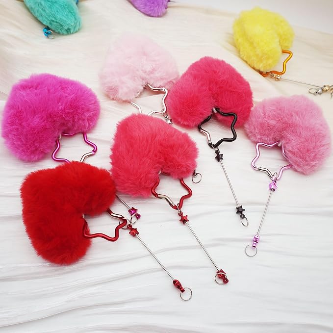 Beadable Heart Pom Pom Keychain Blank Bar - Image 7