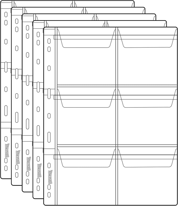 Coin Collecting Pages 5 Sheets 6 Pockets Standard 9Hole Coin Pocket Inserts by UnclePaul