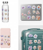 30 PCS Sparkly Flower Stickers Clear Glitter Floral Stickers Holographic PET - Image 7