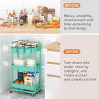 JIUYOTREE 3-Tier Plastic Rolling Storage Cart Utility Cart - Image 5