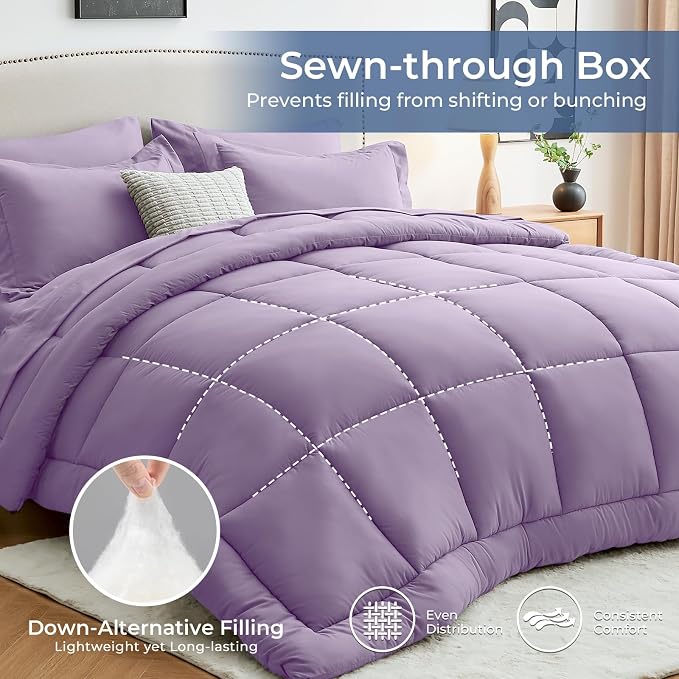 Sasttie Twin XL Comforter Set, 5 Pieces Twin XL Bed in a Bag, Complete Bedding - Image 3