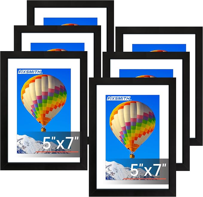 FIXSMITH 5x7 Picture Frame Set of 6, Display Pictures 4x6 by FIXSMITH