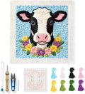 INFUNLY Cow Punch Needle Kit Dairy Cattle DIY Embroidery Punch Needle Set by INFUNLY