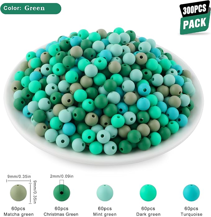 300Pcs Silicone Beads 9mm Mix Color, Bulk Silicone Beads 9mm - Image 2