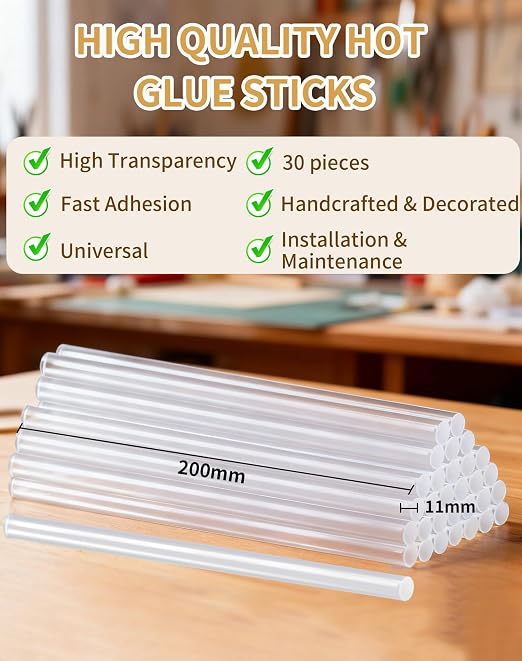 Full Size Hot Glue Sticks, 7.9" x 0.43" Clear Glue Gun Sticks | Perfect - Image 4