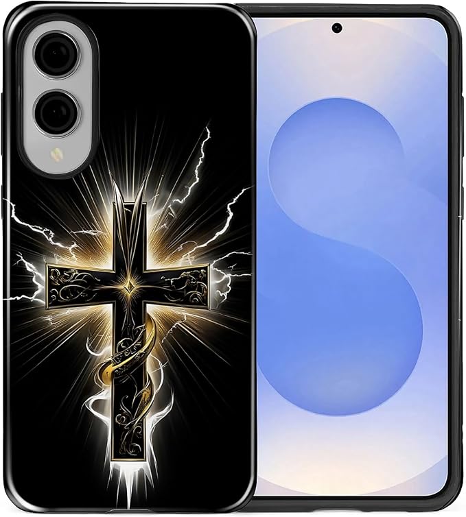 for Samsung Galaxy S25 Edge Case, Cool Cross Pattern Glossy 2 in 1 Shockproof - Image 2