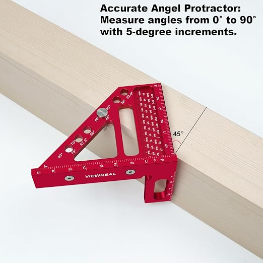 Premium Carpenter Square Hole Scribing Ruler Woodworking Square 22.5-90 Degree - Image 4