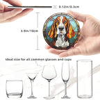 Drink Coaster Set of 6, Basset Hound Dog Mom Lover Gift, Leather Drink Coasters - Image 3