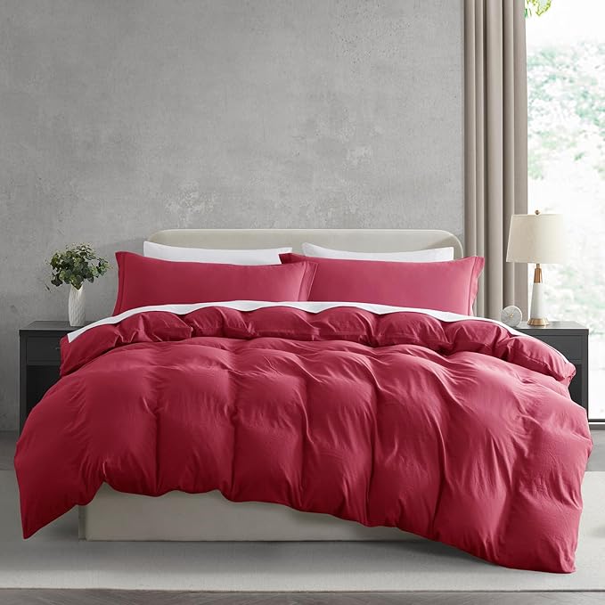 Nestl Burgundy Red Duvet Cover Full Size by Nestl