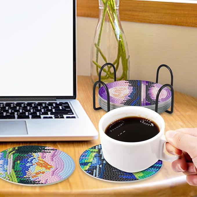 UPINS 8 Pcs Diamond Art Painting Coasters - Image 5