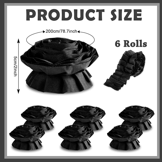 6 Rolls 40 Ft Ruffled Bulletin Board Borders Back to School Classroom Decor - Image 2