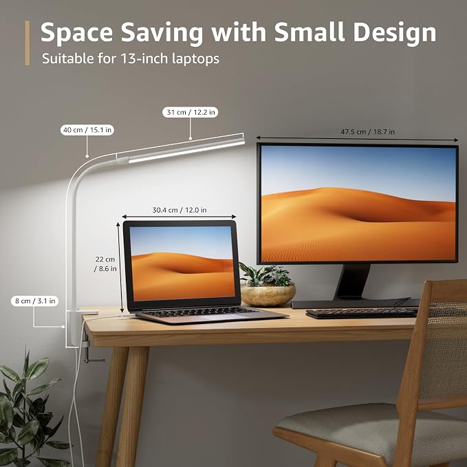 Lepro Small Desk Lamp with Clamp, LED Reading Lamps with 450LM, 3 Color Modes - Image 2