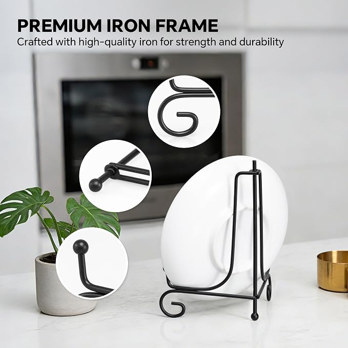 Artliving Plate Stands for Display, 17 Inch Black Iron Easel Plate Display - Image 8