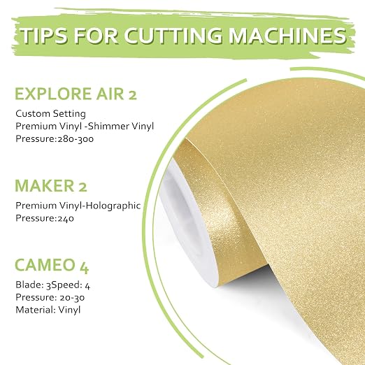 TECKWRAP Gold Glitter Permanent Vinyl 12" x 5ft Roll, Shimmer Gold Adhesive - Image 2