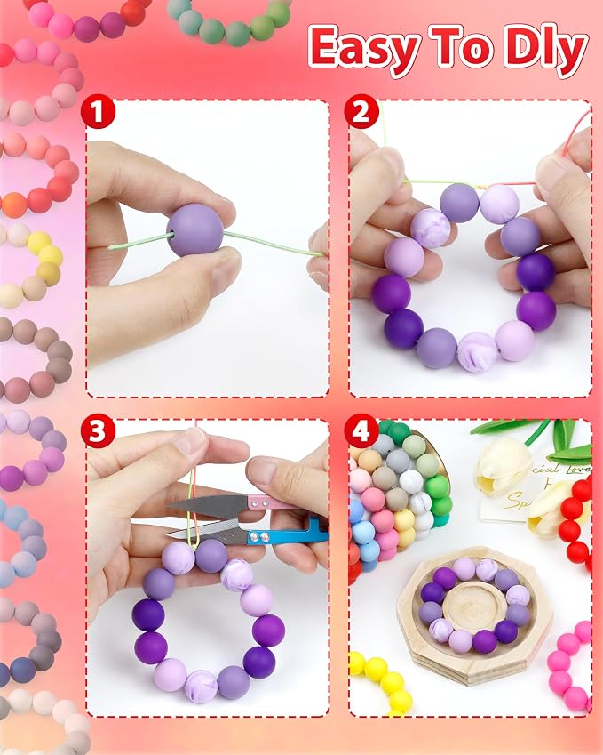 FIVEIZERO 160PCS 15mm Round Silicone Beads, Wear-resistant, Easy-clean - Image 4