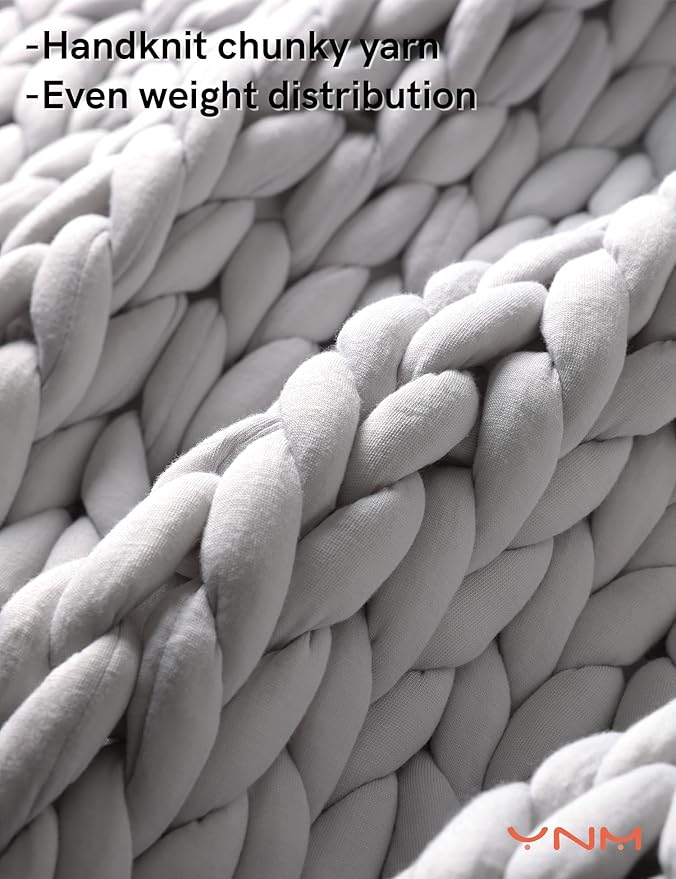 YnM Knitted Weighted Blanket, Hand Made Chunky Knit Weighted Throw Blanket - Image 2
