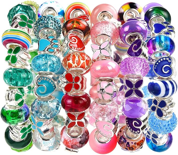 Aipridy European Large Hole Beads, Colorful Glass Charm Beads Set - Image 6
