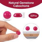 FASHEWELRY 50Pcs Natural Magenta Agate Cabochons Flat Back Gemstone Cabochons - Image 2