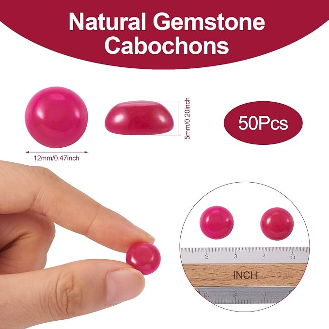FASHEWELRY 50Pcs Natural Magenta Agate Cabochons Flat Back Gemstone Cabochons - Image 2
