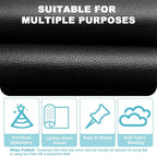 Black Faux Leather Fabric 197"×55" Lychee Grain Upholstery Vinyl - Image 3