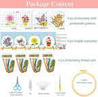 Zhenqing 4 Pack Floral Stamped Cross Stitch Kit, 11CT Printed Iris Sunflower - Image 4