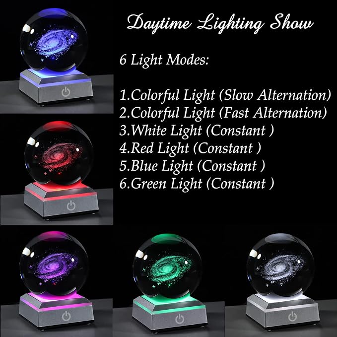 Qianwei 3D Galaxy Crystal Ball Space Astronomy Science Gift Room Decor Lamp | - Image 3