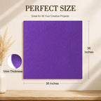 Purple Large Felt Fabric 36" x 36", 1mm Stiff Felt Sheet, Nonwoven Fabric - Image 3