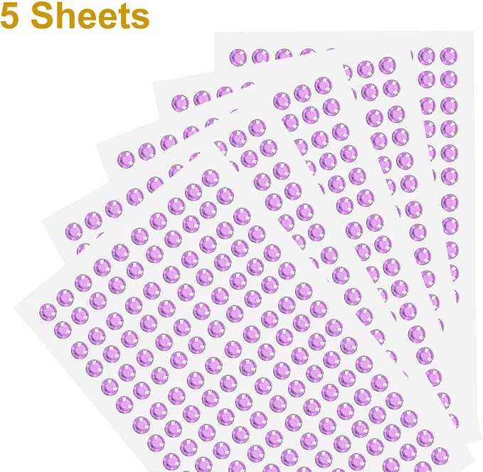 HARFINGTON 5 Sheet/800pcs Rhinestone Adhesive Stickers Self Adhesive Acrylic - Image 3