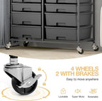 Rolling Storage Cart with 12 Drawers, Wooden Tabletop Utility Cart - Image 5