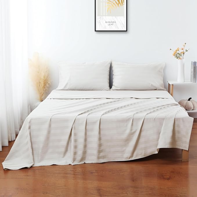 Flat Sheet Only TwinXL Size, 400 TC 100% Egyptian Cotton Flat Sheet Striped - Image 3